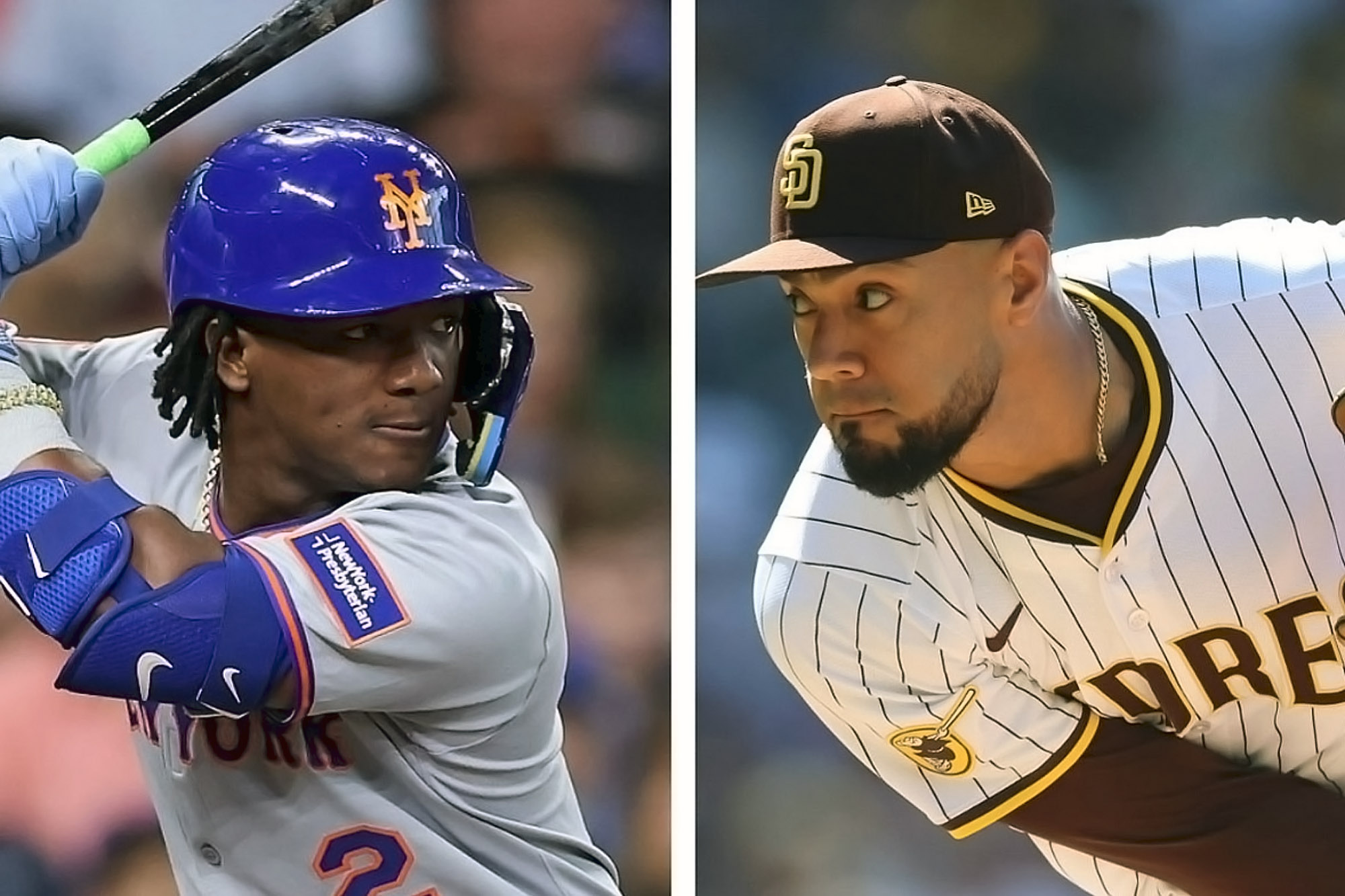 Luisangel Acuña Mets de Nueva York y Robert Suárez Padres de San Diego