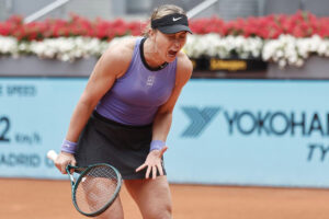 Paula Badosa durante su partido en el Masters 1000 de Madrid.