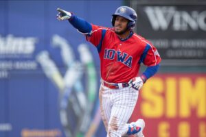 Pedro Ramírez jugando en AAA con los Cubs de Iowa