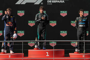 Max Verstappen, Kimi Antonelli, Lando Norris Podio Madring 2026